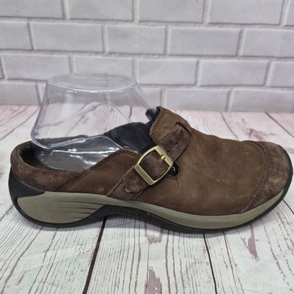 Merrell Encore Kassie Buckle Slide Flats Women's SZ 9 Brown Leather - Picture 6 of 9